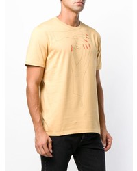 beige bedrucktes T-Shirt mit einem Rundhalsausschnitt von Dust
