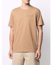 beige bedrucktes T-Shirt mit einem Rundhalsausschnitt von Societe Anonyme