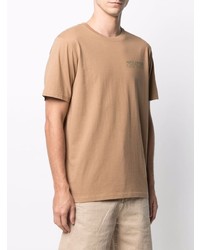 beige bedrucktes T-Shirt mit einem Rundhalsausschnitt von Societe Anonyme