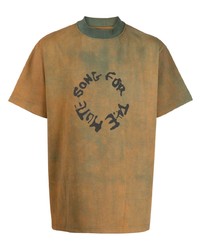 beige bedrucktes T-Shirt mit einem Rundhalsausschnitt von Song For The Mute