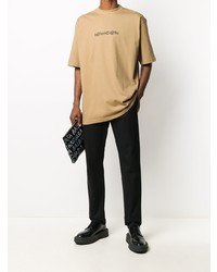 beige bedrucktes T-Shirt mit einem Rundhalsausschnitt von Balenciaga