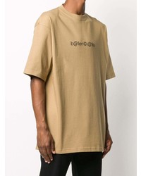 beige bedrucktes T-Shirt mit einem Rundhalsausschnitt von Balenciaga