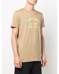 beige bedrucktes T-Shirt mit einem Rundhalsausschnitt von Diesel