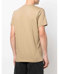 beige bedrucktes T-Shirt mit einem Rundhalsausschnitt von Diesel