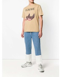 beige bedrucktes T-Shirt mit einem Rundhalsausschnitt von Loewe