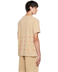 beige bedrucktes T-Shirt mit einem Rundhalsausschnitt von Ksubi