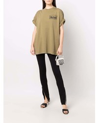 beige bedrucktes T-Shirt mit einem Rundhalsausschnitt von Aries