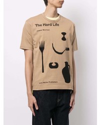 beige bedrucktes T-Shirt mit einem Rundhalsausschnitt von Junya Watanabe MAN