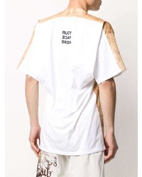 beige bedrucktes T-Shirt mit einem Rundhalsausschnitt von Doublet