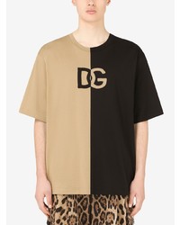 beige bedrucktes T-Shirt mit einem Rundhalsausschnitt von Dolce & Gabbana