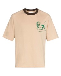 beige bedrucktes T-Shirt mit einem Rundhalsausschnitt von Wales Bonner