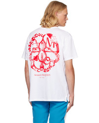 beige bedrucktes T-Shirt mit einem Rundhalsausschnitt von Alexander McQueen