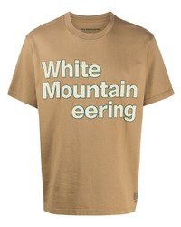 beige bedrucktes T-Shirt mit einem Rundhalsausschnitt von White Mountaineering