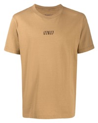 beige bedrucktes T-Shirt mit einem Rundhalsausschnitt von White Mountaineering