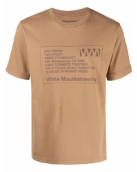 beige bedrucktes T-Shirt mit einem Rundhalsausschnitt von White Mountaineering