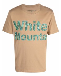 beige bedrucktes T-Shirt mit einem Rundhalsausschnitt von White Mountaineering