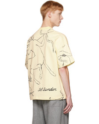 beige bedrucktes T-Shirt mit einem Rundhalsausschnitt von Jil Sander