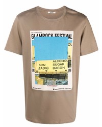beige bedrucktes T-Shirt mit einem Rundhalsausschnitt von Zadig & Voltaire