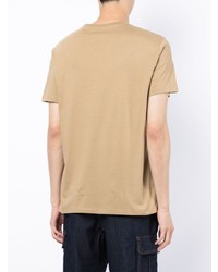 beige bedrucktes T-Shirt mit einem V-Ausschnitt von Armani Exchange