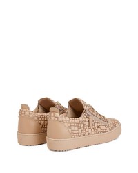 beige beschlagene niedrige Sneakers von Giuseppe Zanotti