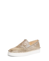 beige beschlagene Slip-On Sneakers