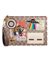 beige bestickte Clutch Handtasche von Gucci