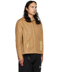 beige bestickte Harrington-Jacke von Adish