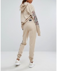 beige bestickte Jogginghose von Criminal Damage