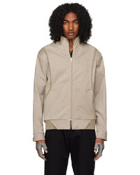 beige bestickte Nylon Bomberjacke