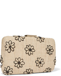 beige bestickte Stroh Clutch von Kayu