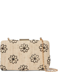 beige bestickte Stroh Clutch von Kayu