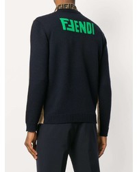 beige bestickter Pullover mit einem Rundhalsausschnitt von Fendi