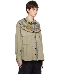 beige besticktes Langarmhemd von Sacai