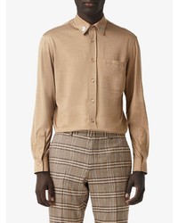 beige besticktes Langarmhemd von Burberry