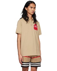 beige besticktes Polohemd von Burberry