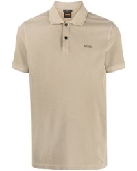 beige besticktes Polohemd von BOSS