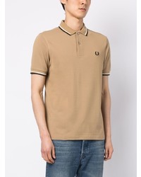 beige besticktes Polohemd von Fred Perry