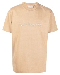 beige besticktes T-Shirt mit einem Rundhalsausschnitt von Carhartt WIP
