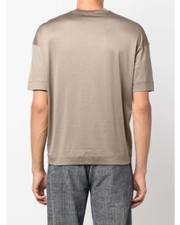 beige besticktes T-Shirt mit einem Rundhalsausschnitt von Emporio Armani