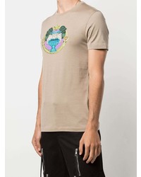 beige besticktes T-Shirt mit einem Rundhalsausschnitt von Versace