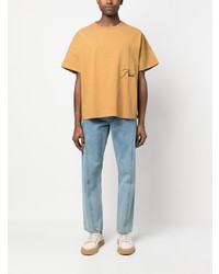 beige besticktes T-Shirt mit einem Rundhalsausschnitt von Rhude