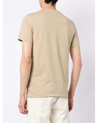 beige besticktes T-Shirt mit einem Rundhalsausschnitt von Polo Ralph Lauren