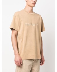 beige besticktes T-Shirt mit einem Rundhalsausschnitt von Carhartt WIP