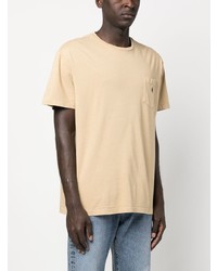 beige besticktes T-Shirt mit einem Rundhalsausschnitt von Polo Ralph Lauren