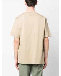 beige besticktes T-Shirt mit einem Rundhalsausschnitt von Daily Paper