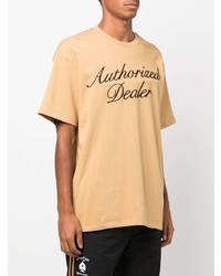 beige besticktes T-Shirt mit einem Rundhalsausschnitt von Just Don