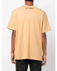 beige besticktes T-Shirt mit einem Rundhalsausschnitt von Just Don