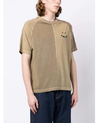 beige besticktes T-Shirt mit einem Rundhalsausschnitt von PS Paul Smith