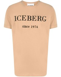 beige besticktes T-Shirt mit einem Rundhalsausschnitt von Iceberg