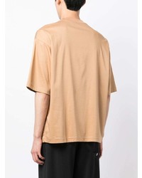 beige besticktes T-Shirt mit einem Rundhalsausschnitt von Lanvin